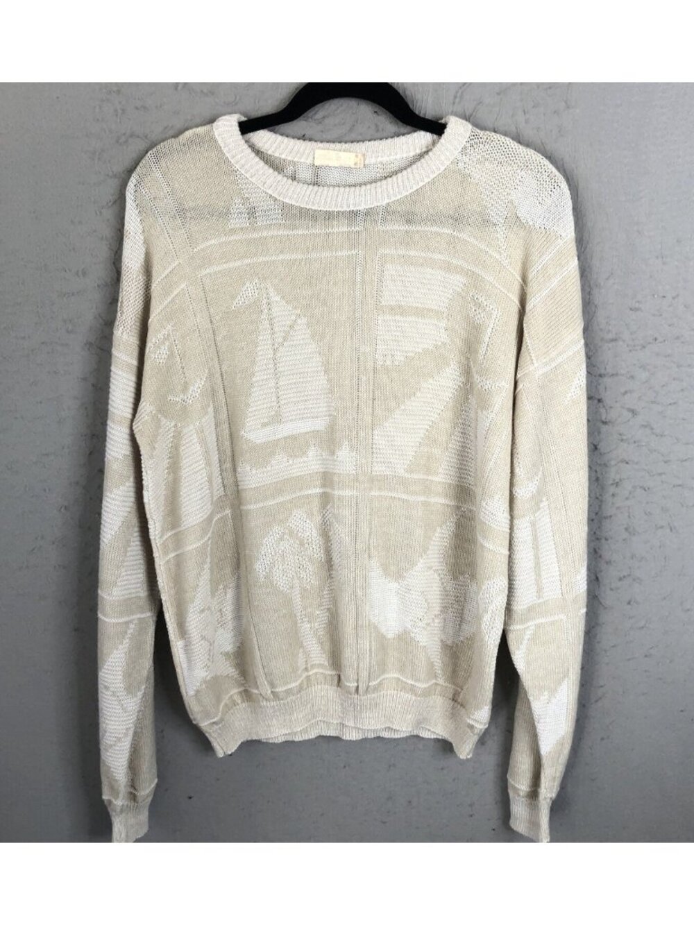 Vintage Tanto Pelo Sweater Mens Extra Large Cream White Boat Yacht Cruise Resort